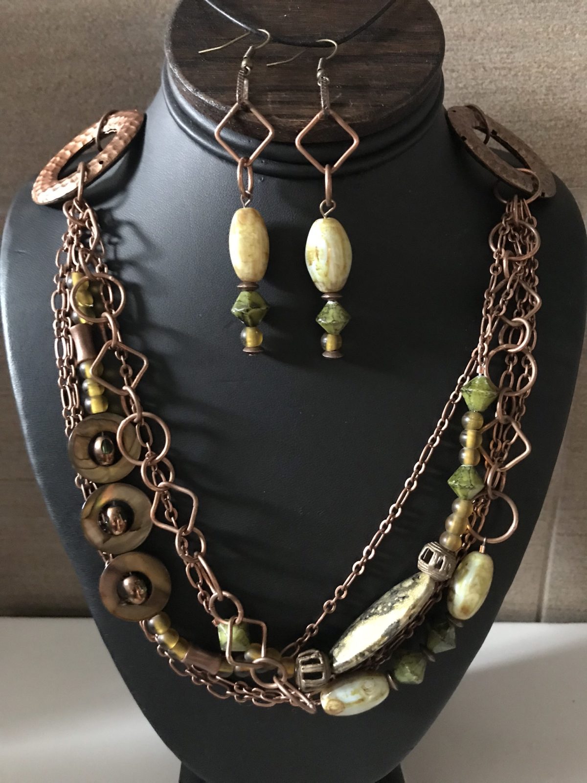 Antiqued Copper with Olive Green